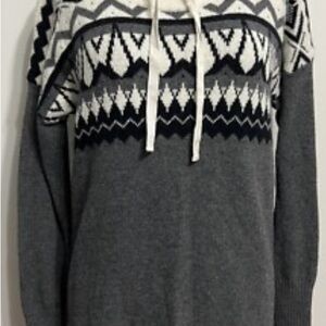 Eddie Bauer Womens Grey Black and White Wool blend Sweater